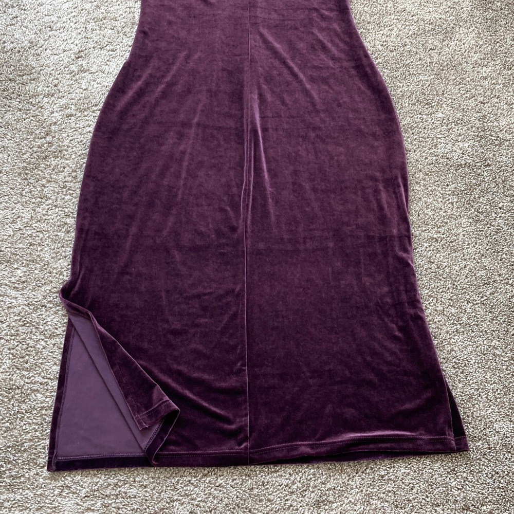 Vintage 90s Purple Stretch Velvet Maxi Sleeveless Dress Whimsigoth Phoebe sz 12 - Picture 8 of 9